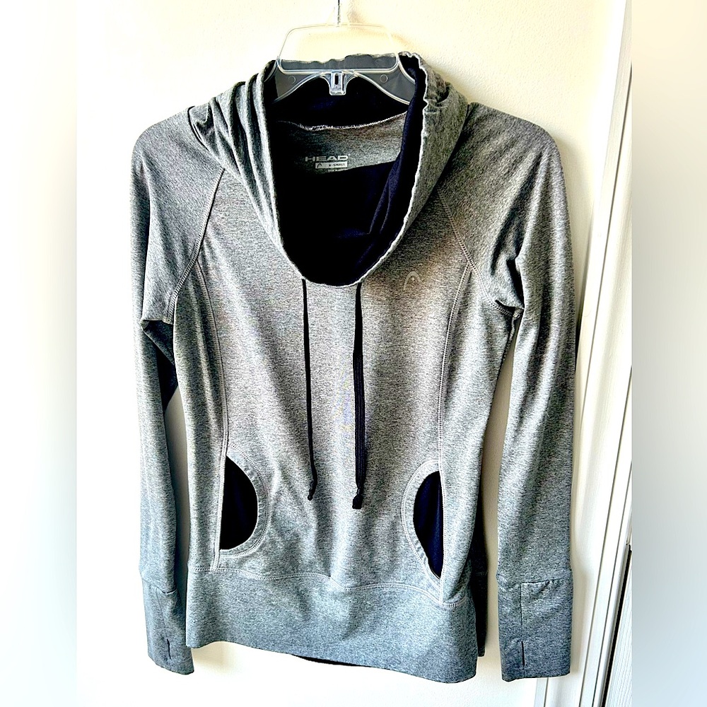 Head Women's Heather Gray Athleisure Long sleeve Top with Black Accents.